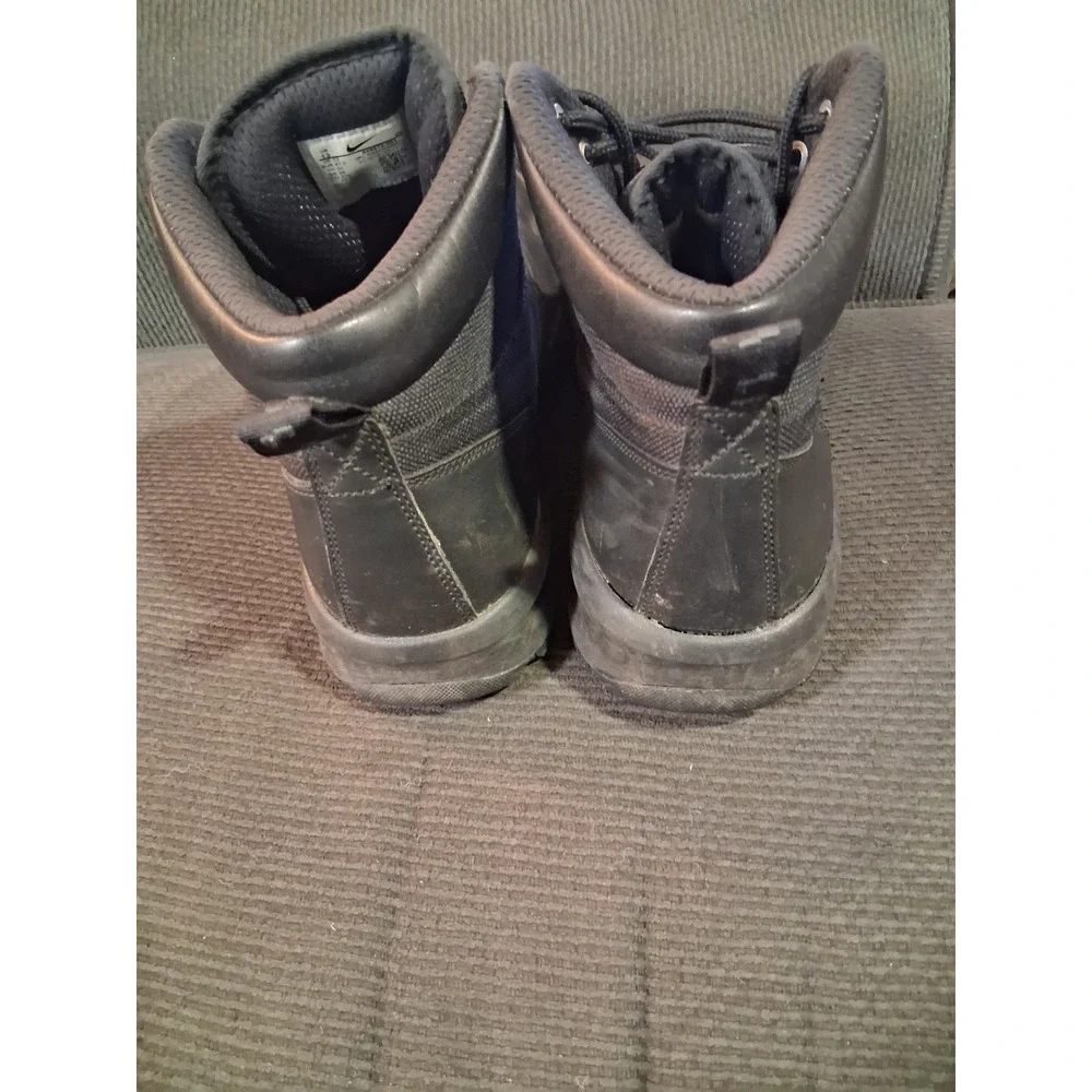 Nike Manoa Leather Triple Black Boots Mens 13 456978-001 Tactical Hiking Mid Top